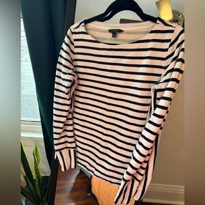 Banana Republic Black and White Striped Long Sleeve Top